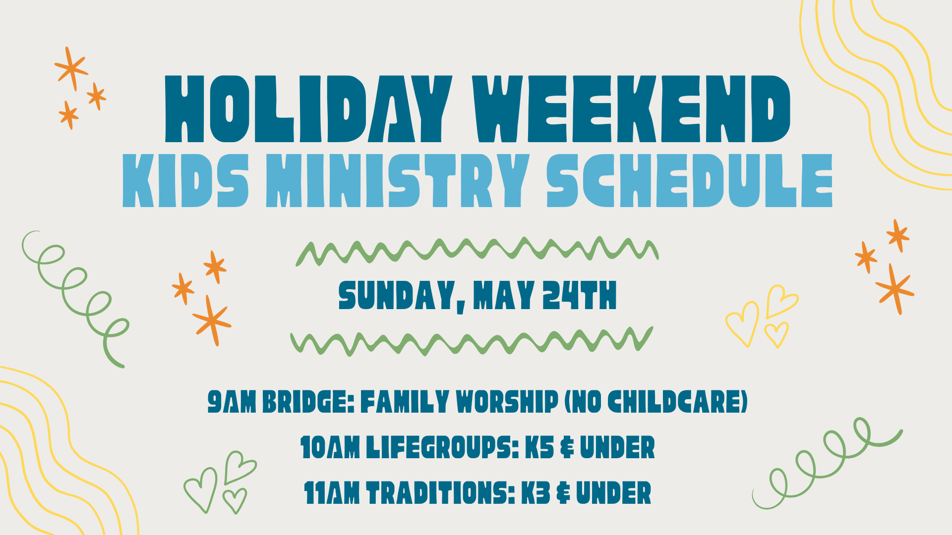 Holiday Weekend KM Schedule Ann Slide